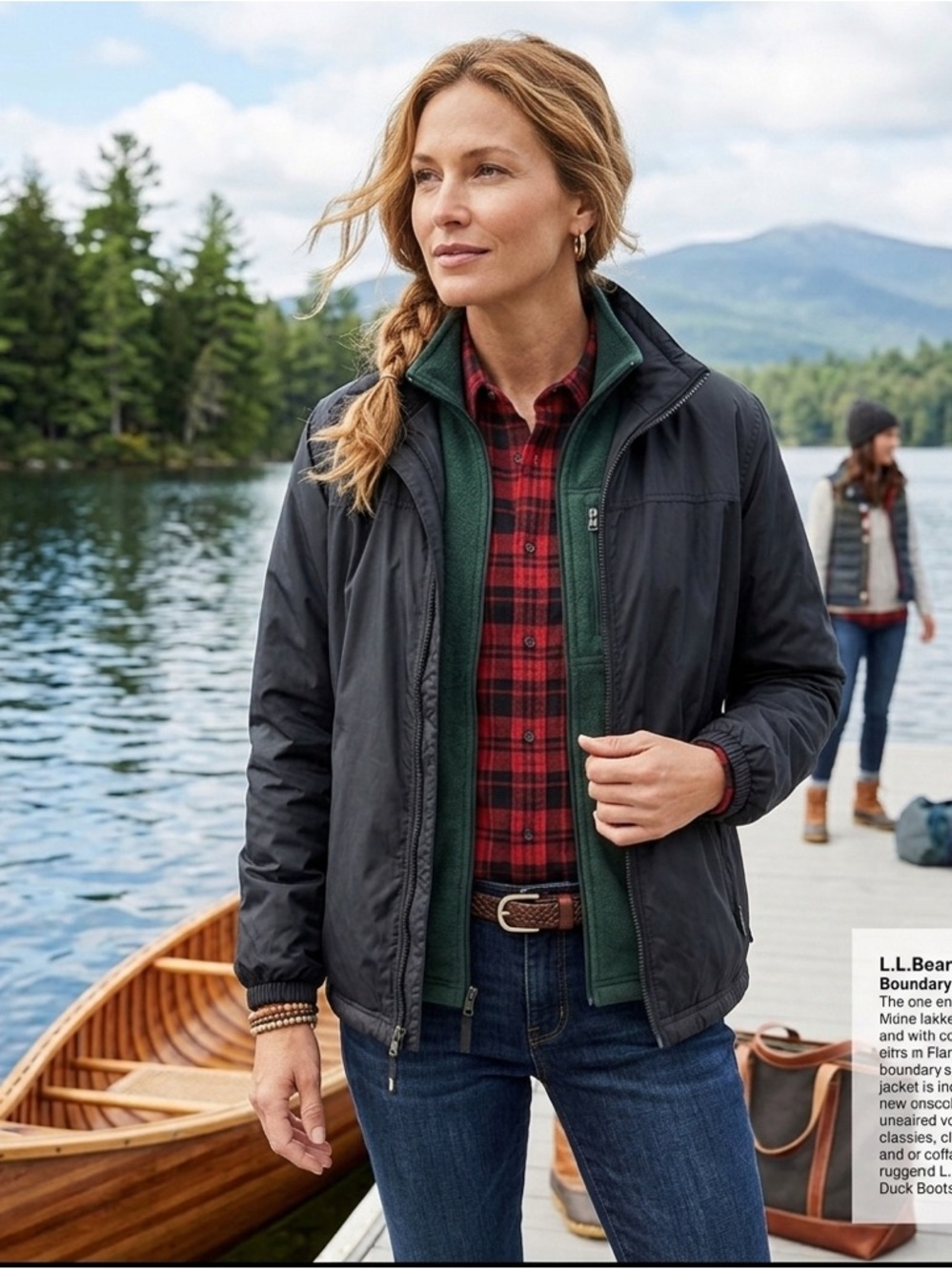 L.L.Bean women's polyester full zip jacket coat in navy blue M P
